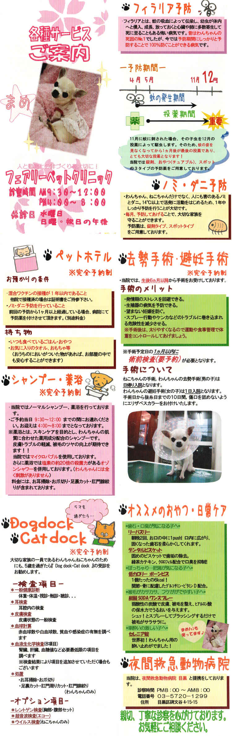 フェアリーペットクリニックのお知らせ内容